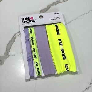 🆕 Love & Sports | Women's Headbands, 4-Pack Neon Yellow, 2 thin and 2 wide